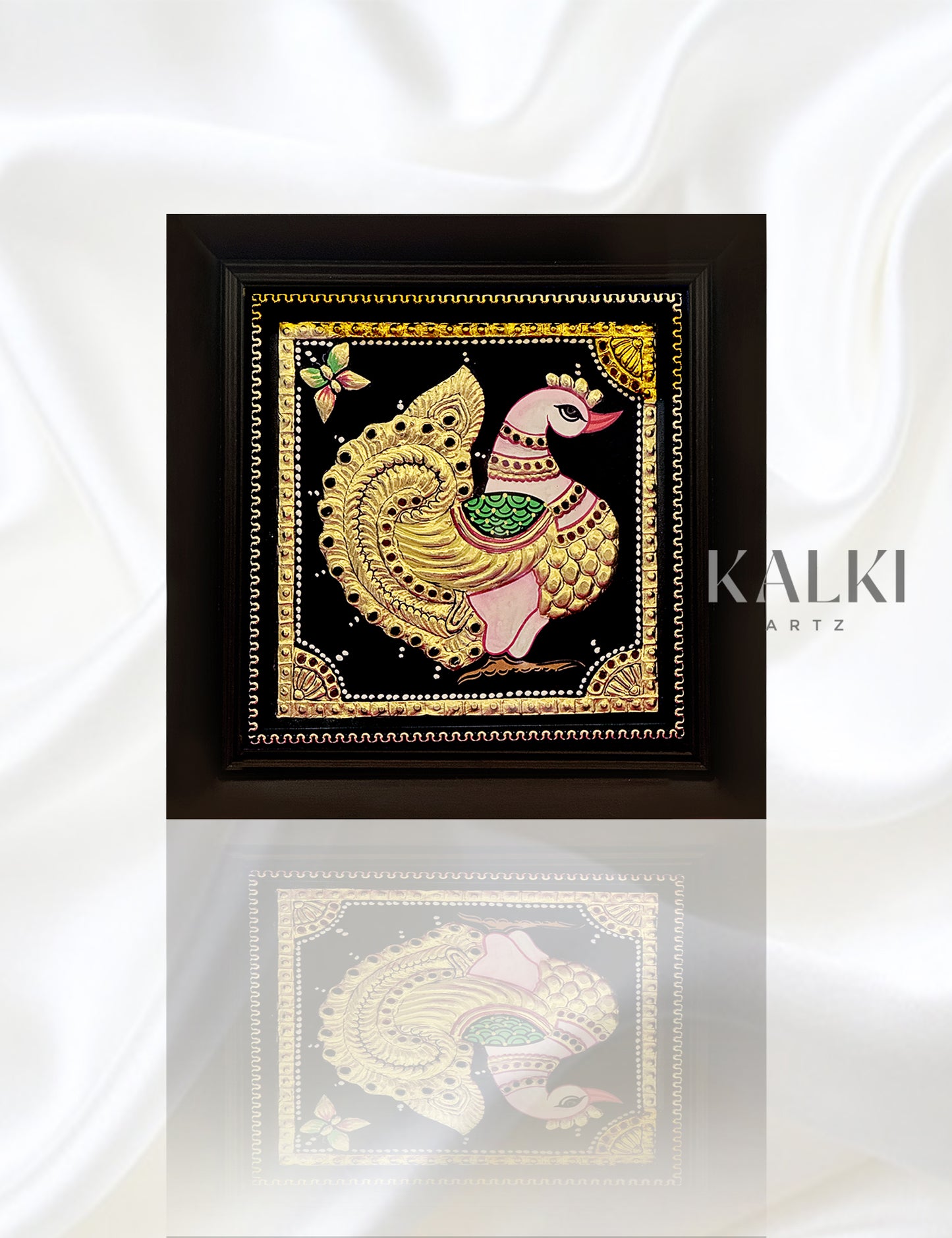 Complete Peacock | Framed Tanjore Painting