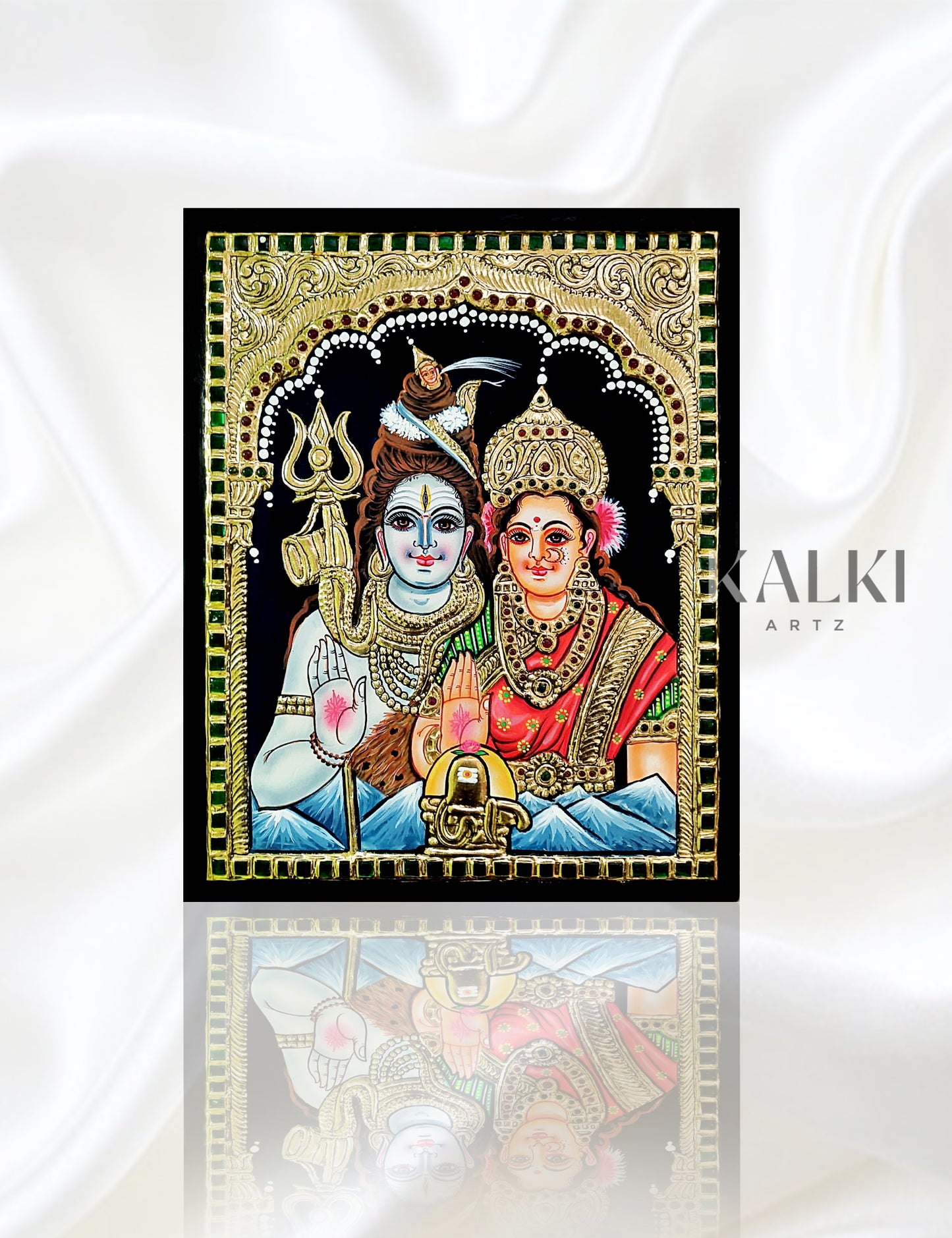 Shiva Parvathy | Framed Tanjore Painting