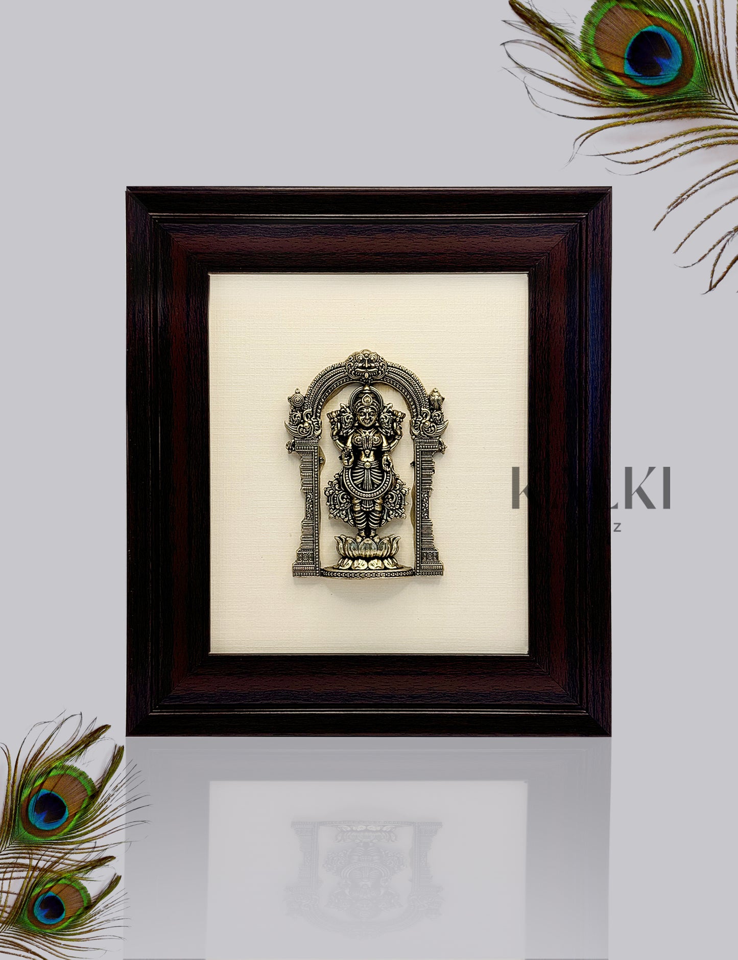 Brass Lakshmi with Brown Frame