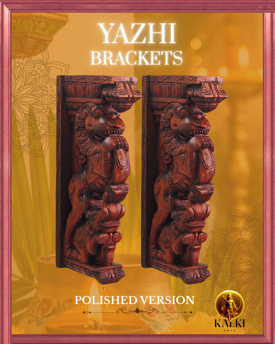 Royal Twin Yali Wall Bracket (Hand-Carved Wooden Corbel Set)