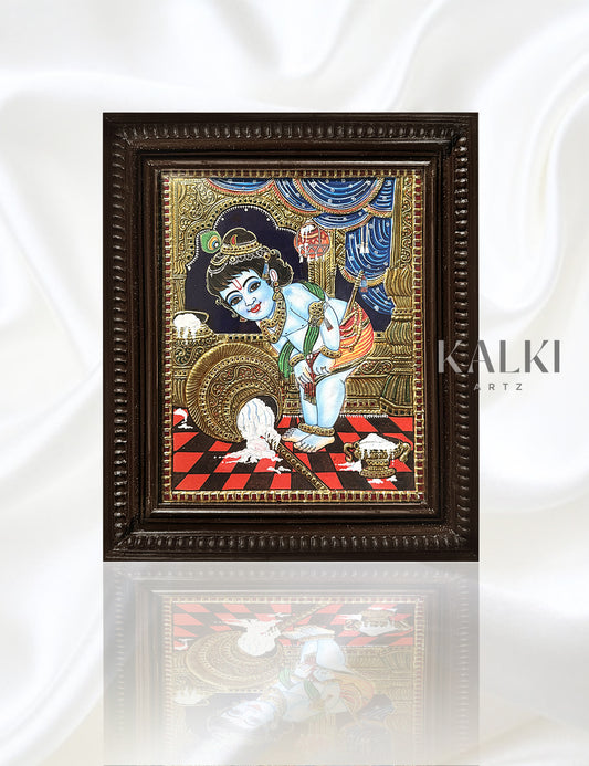 Butter krishna | Framed Tanjore Painting