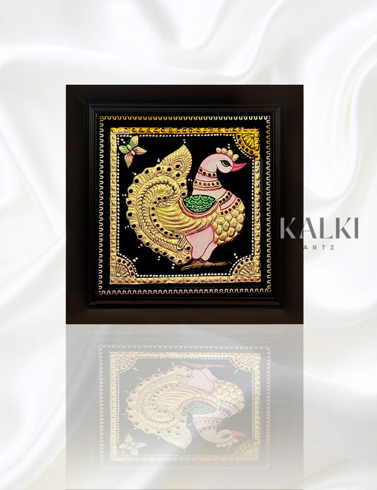 Complete Peacock | Framed Tanjore Painting