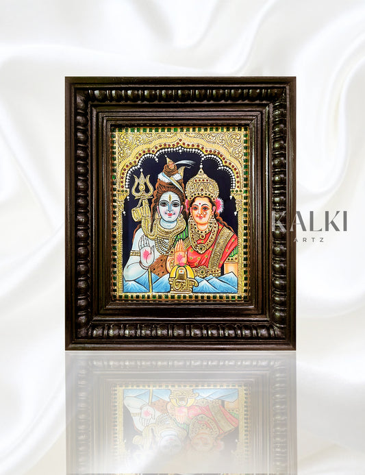 Shiva Parvathy | Framed Tanjore Painting