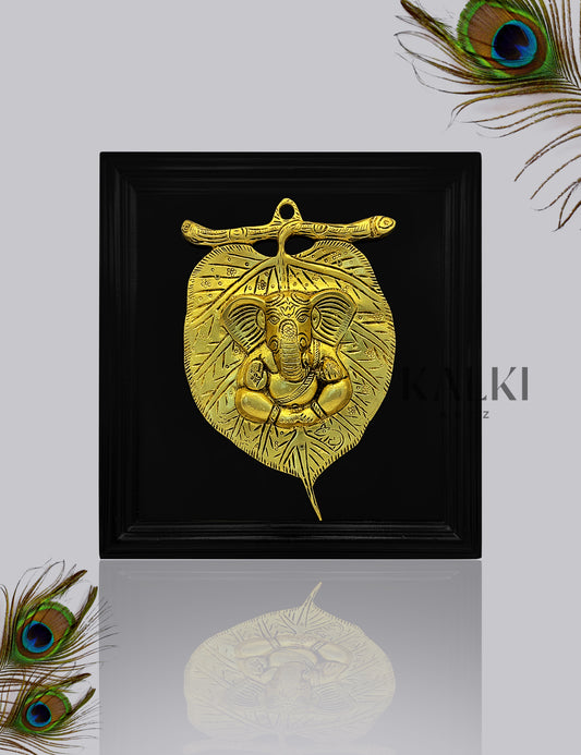 Brass leaf Ganesh