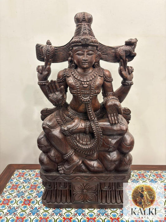 Divine Shiva Dakshinamurthy Sculpture (Hand-Carved Wooden Idol)